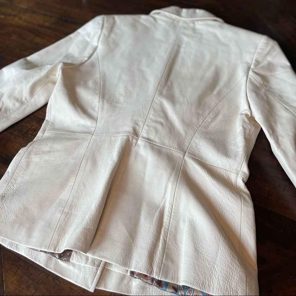 Terry Lewis Classic Luxuries Vintage White Leather Jacket XS - Picture 4 of 11